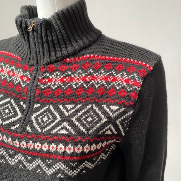 Chaps Blk Cotton Zip Sweater - sz 18/20 - Picture 1 of 10